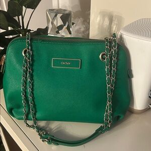 DKNY Emerald Green Shoulder Bag with Chain Straps…offers welcomed